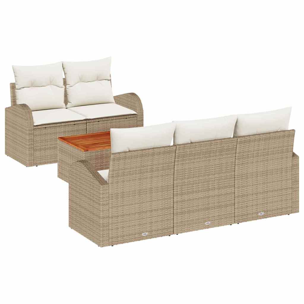 Havesofa Sæt 6 stk. Beige polyrattan