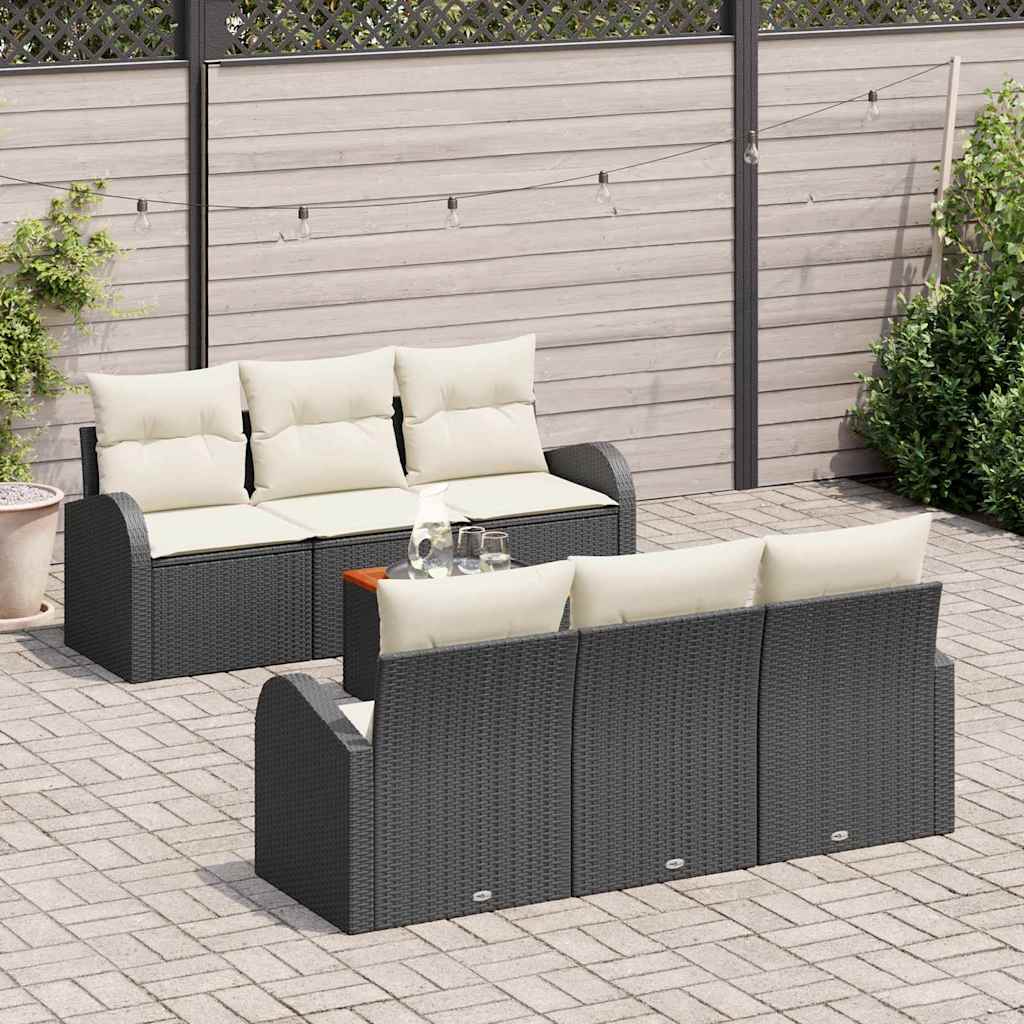 Havesofa Sæt 7 stk. Sort polyrattan