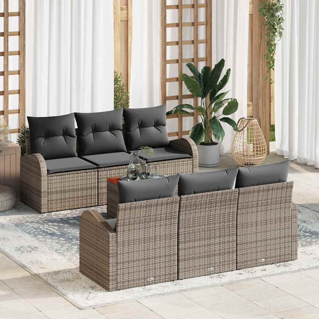 Havesofa Sæt 7 stk. Grå polyrattan
