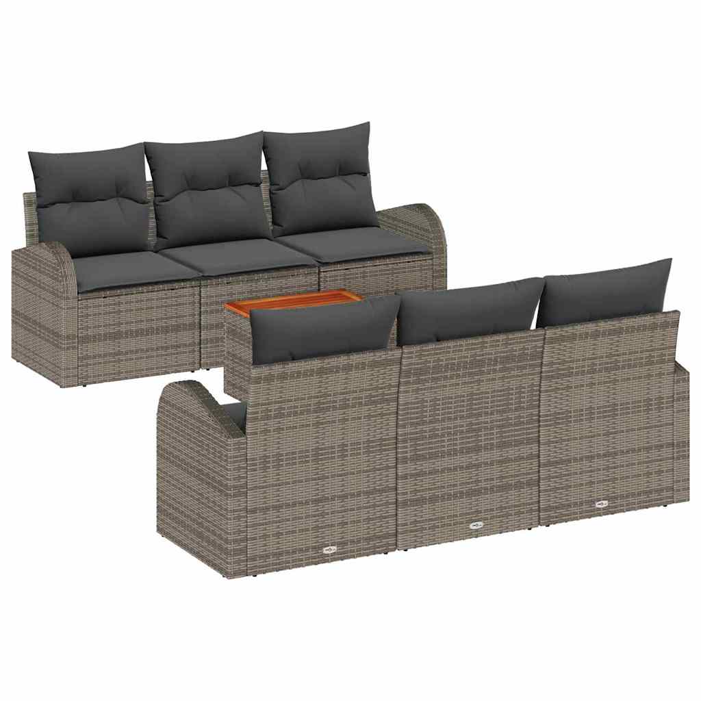 Havesofa Sæt 7 stk. Grå polyrattan