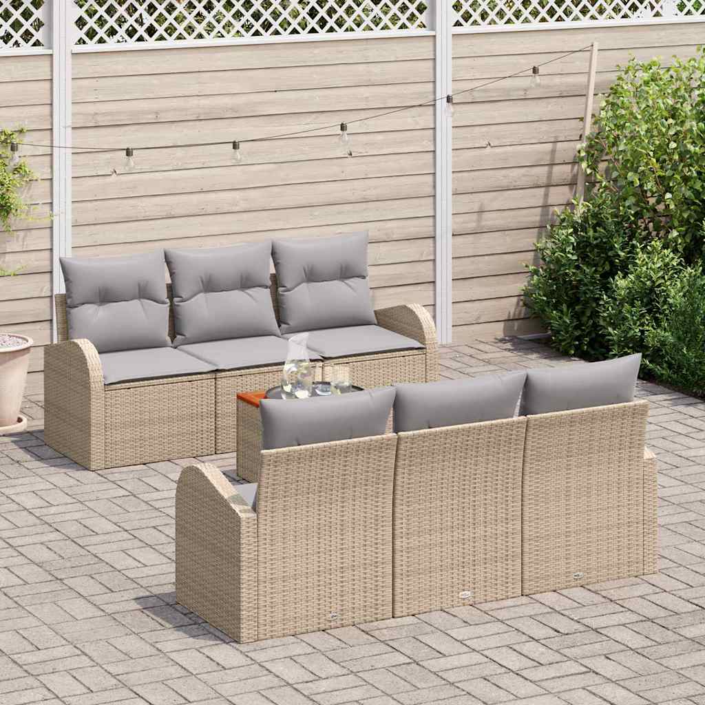 Havesofa Sæt 7 stk. Beige polyrattan