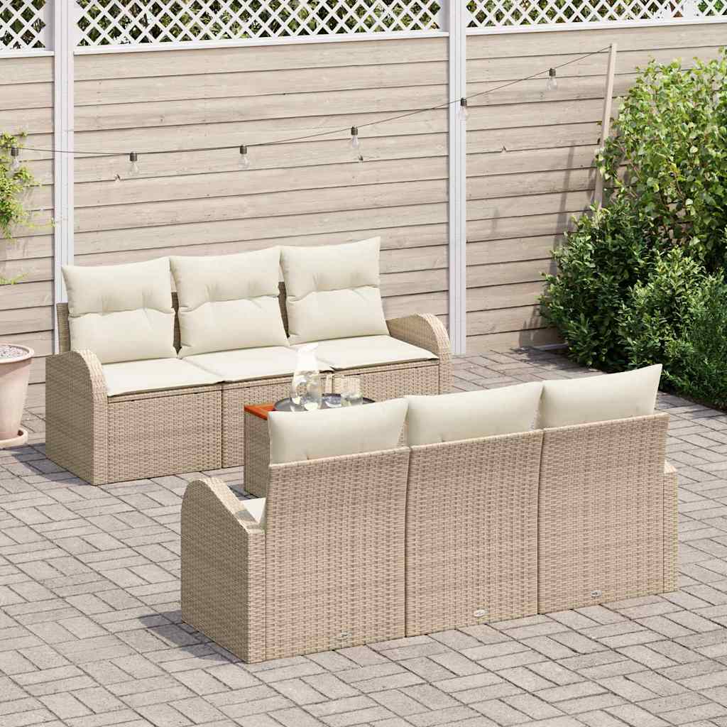 Havesofa Sæt 7 stk. Beige polyrattan