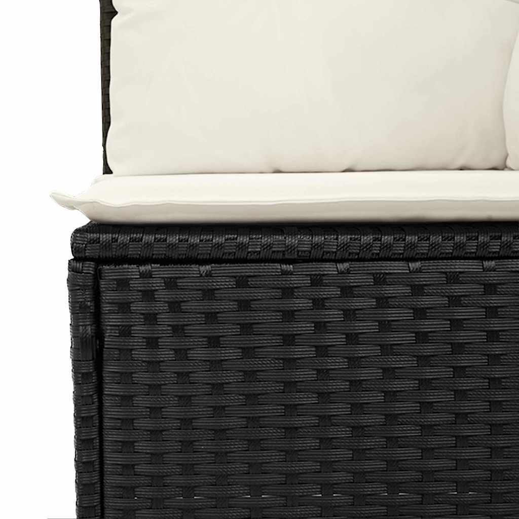 Havesofa Sæt 7 stk. Sort polyrattan