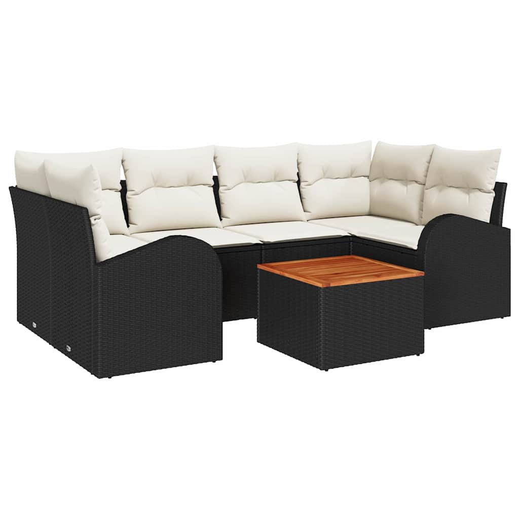 Havesofa Sæt 7 stk. Sort polyrattan