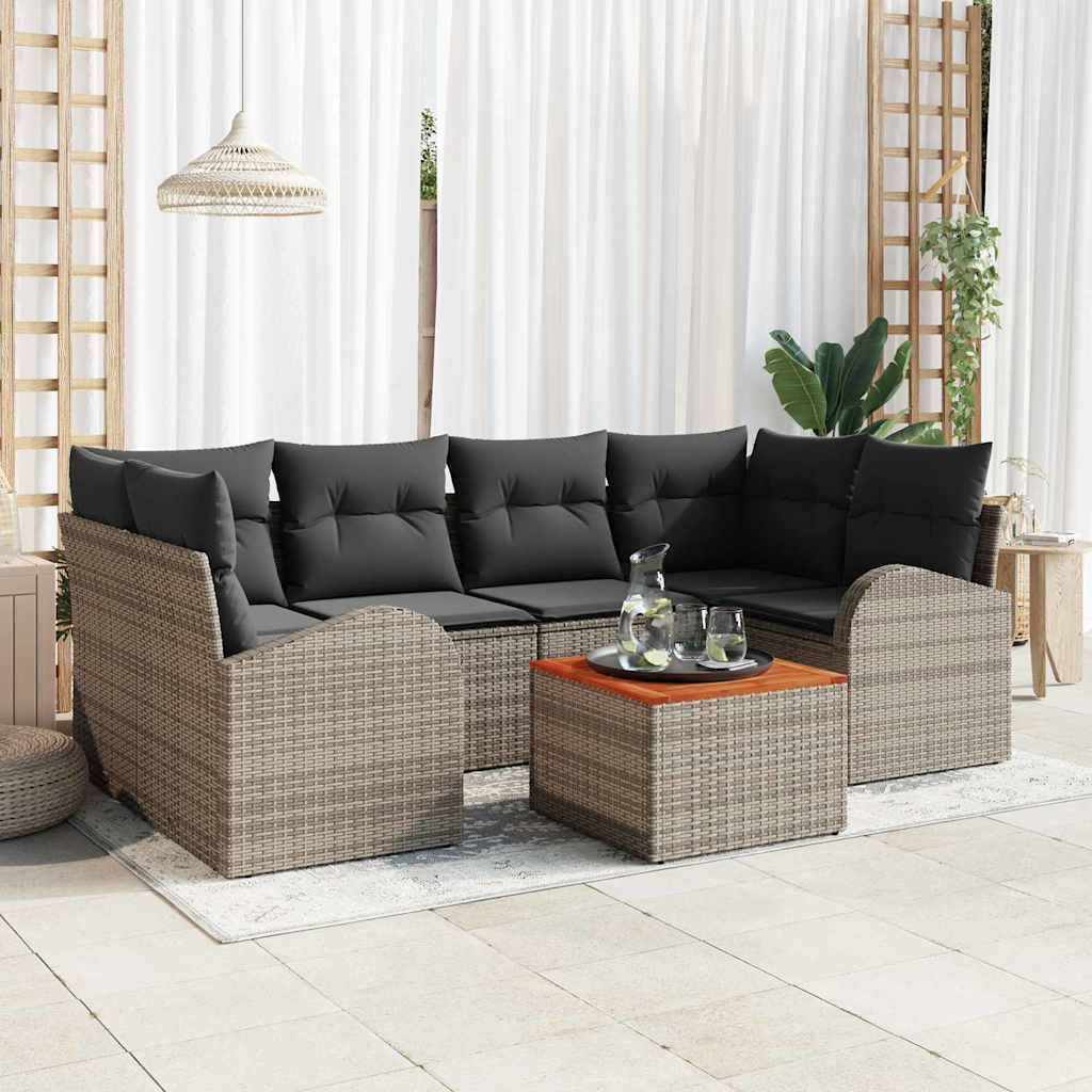 Havesofa Sæt 7 stk. Grå polyrattan