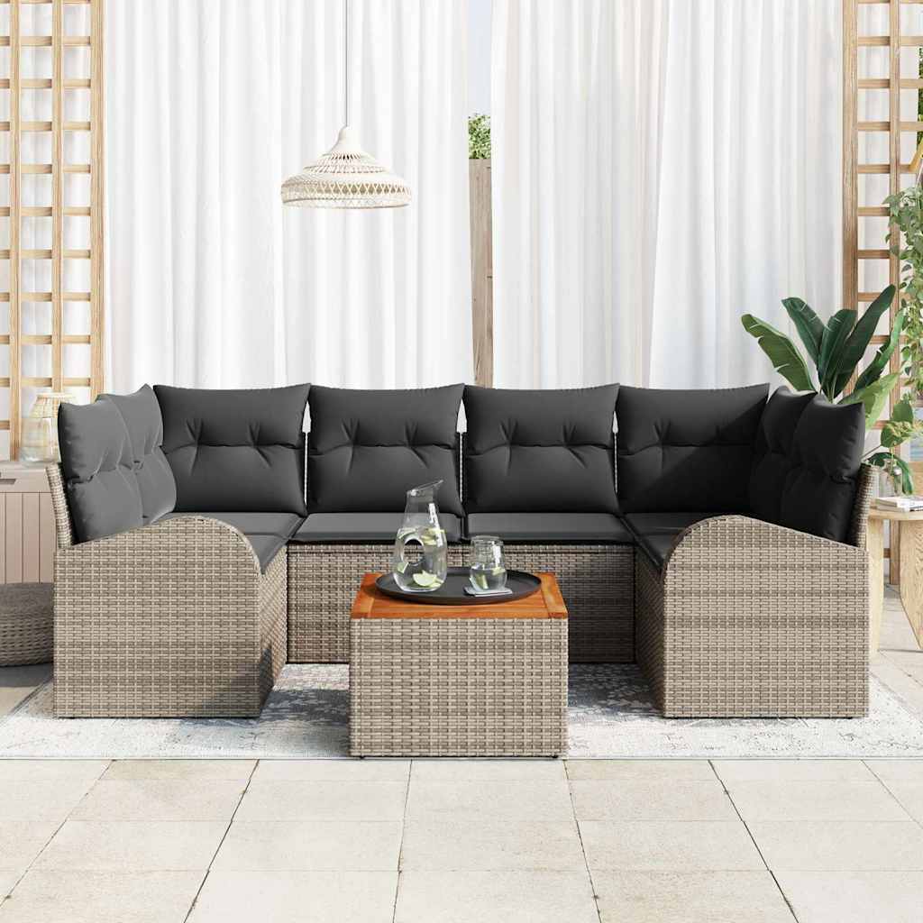 Havesofa Sæt 7 stk. Grå polyrattan