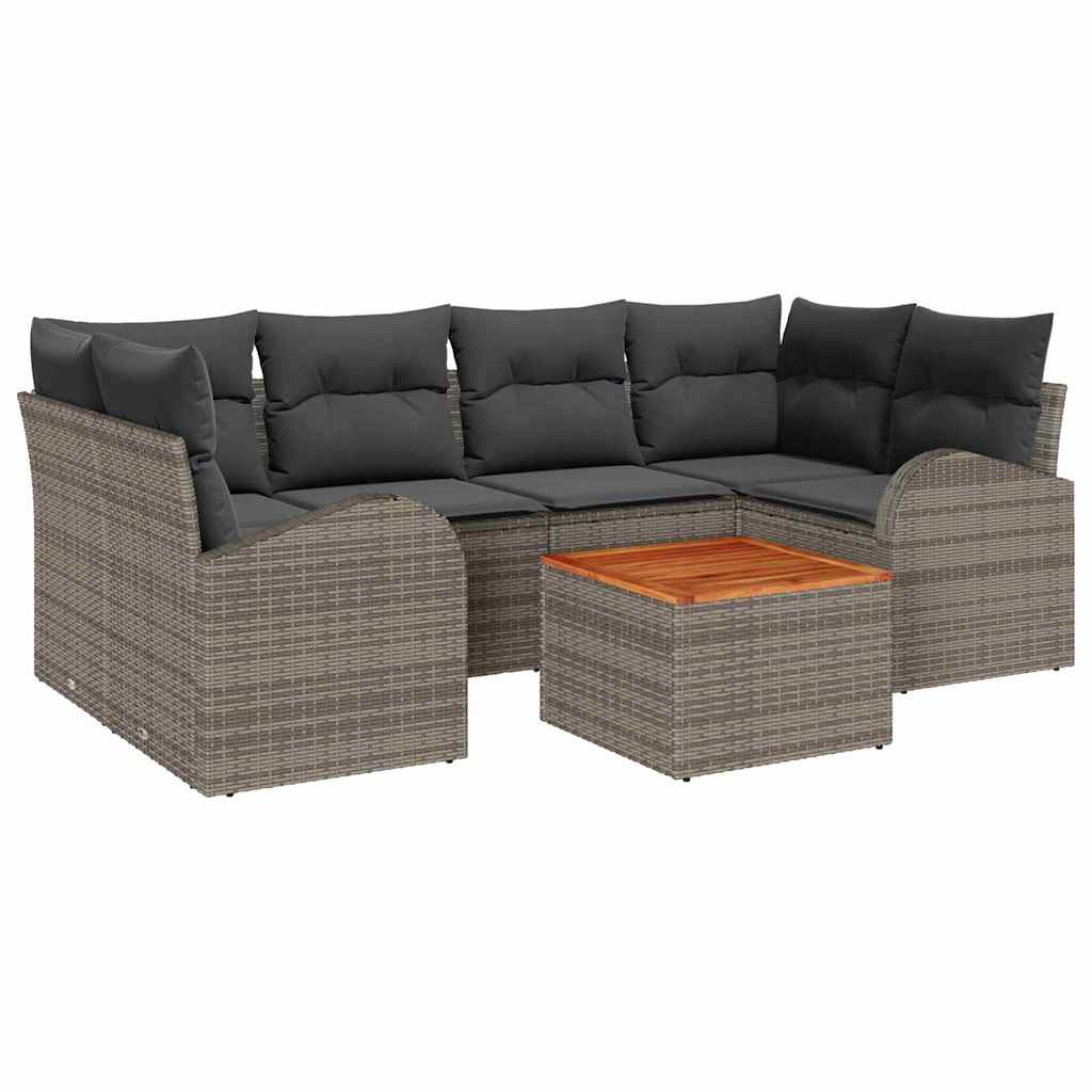 Havesofa Sæt 7 stk. Grå polyrattan