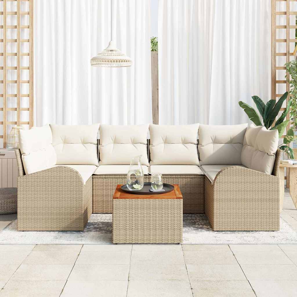 Havesofa Sæt 7 stk. Beige polyrattan
