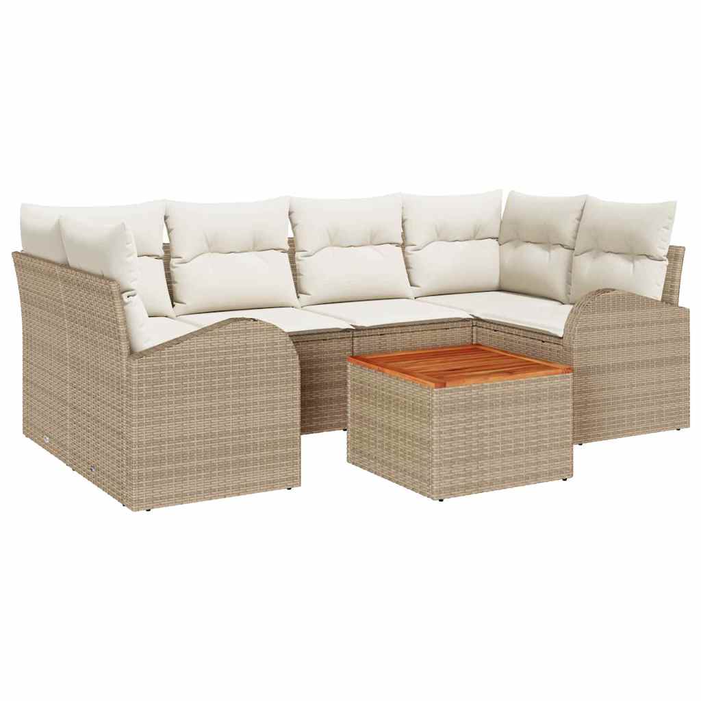Havesofa Sæt 7 stk. Beige polyrattan