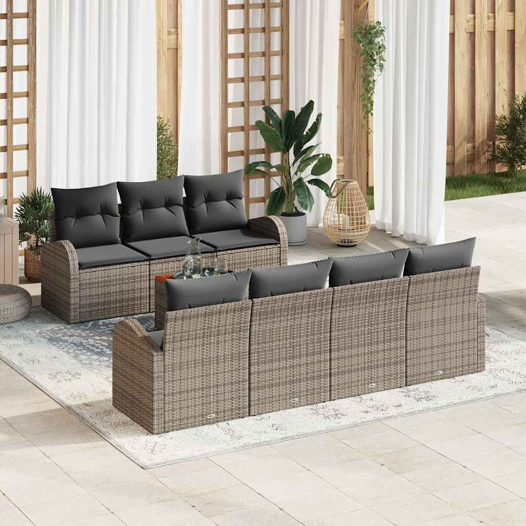 Havesofa Sæt 8 stk. Grå polyrattan