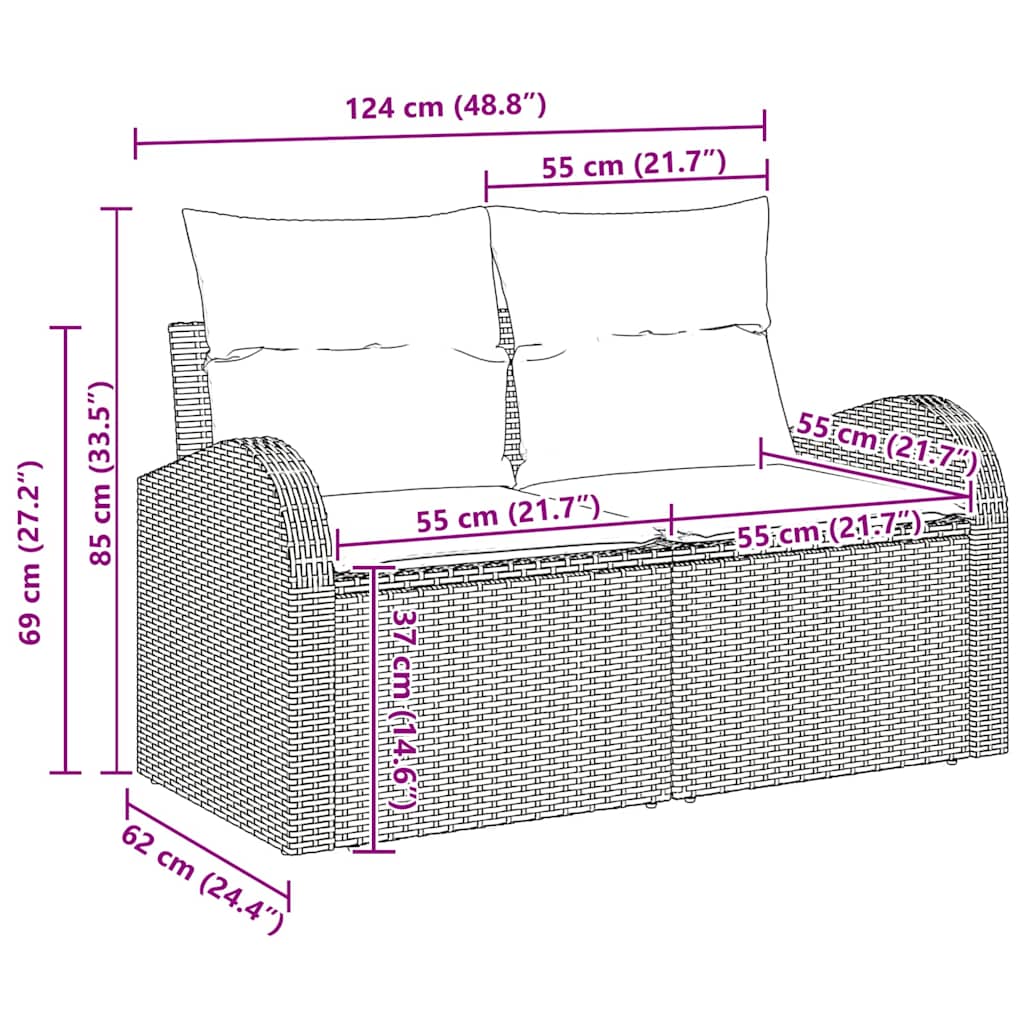 Havesofa Sæt 8 stk. Grå polyrattan
