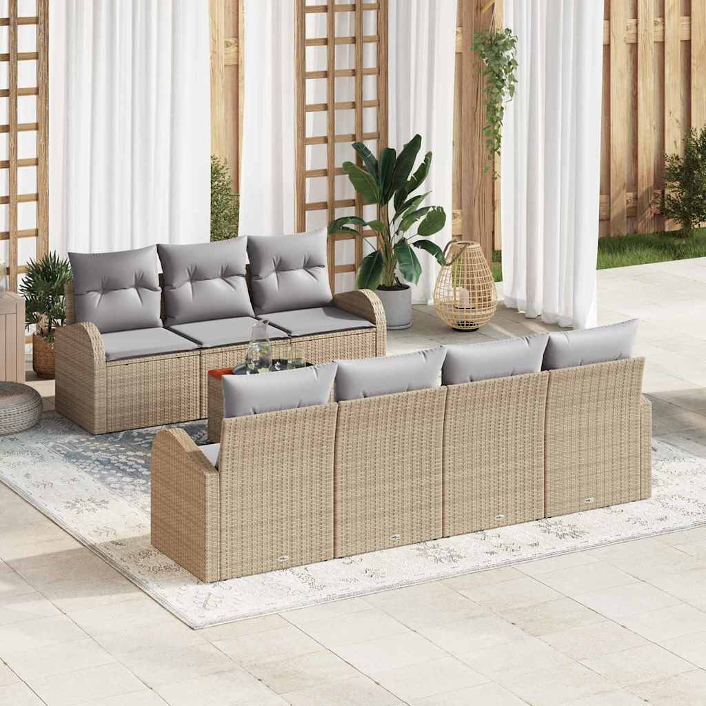 Havesofa Sæt 8 stk. Beige polyrattan
