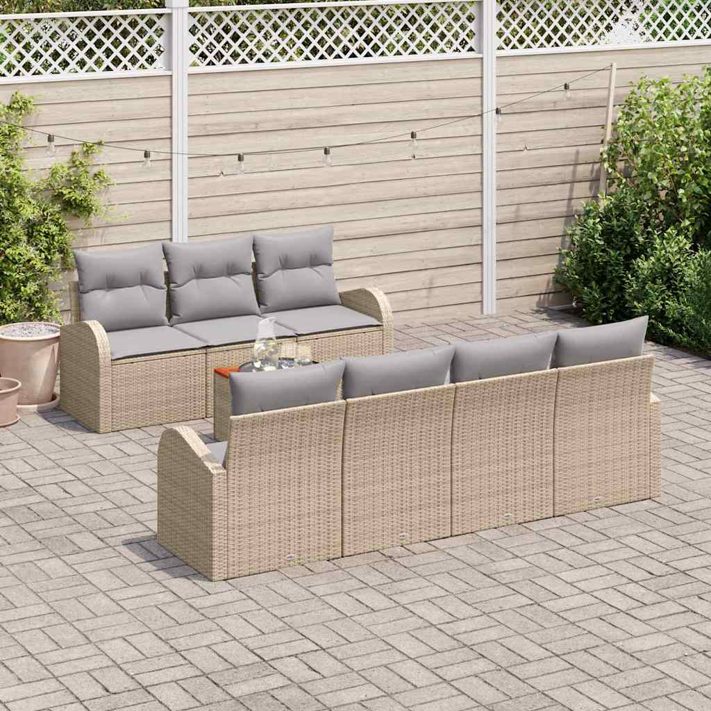 Havesofa Sæt 8 stk. Beige polyrattan