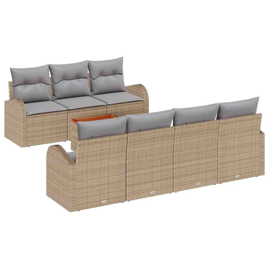 Havesofa Sæt 8 stk. Beige polyrattan