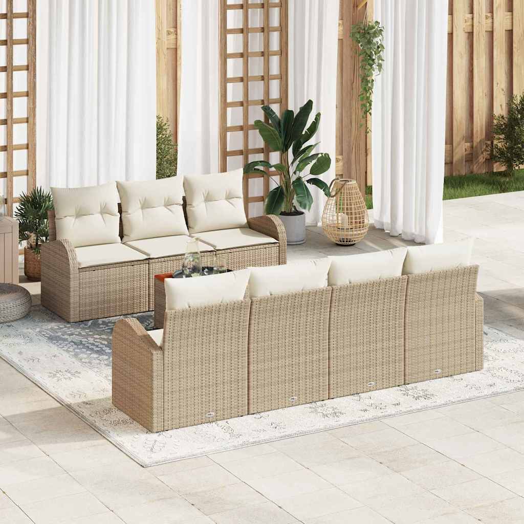 Havesofa Sæt 8 stk. Beige polyrattan