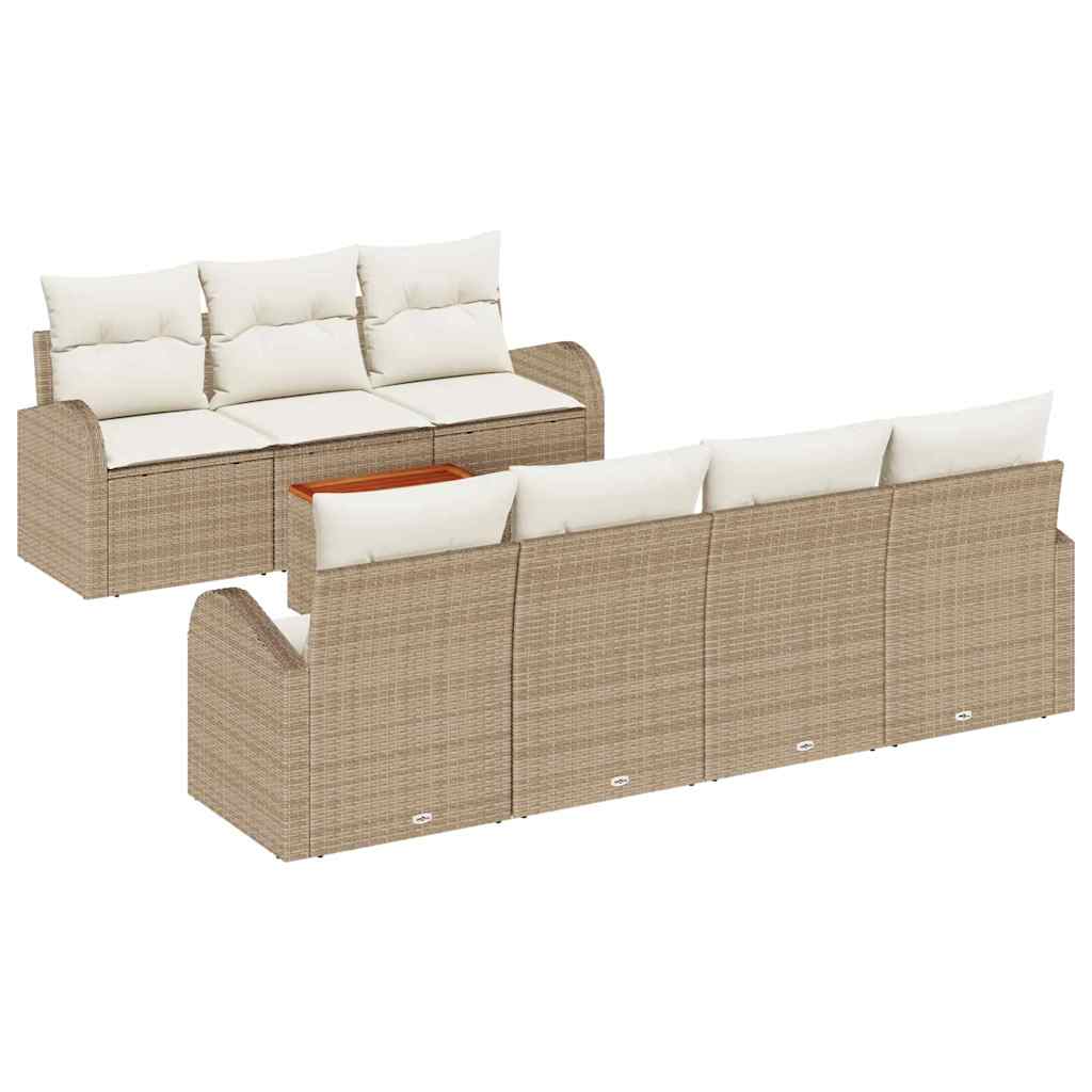 Havesofa Sæt 8 stk. Beige polyrattan