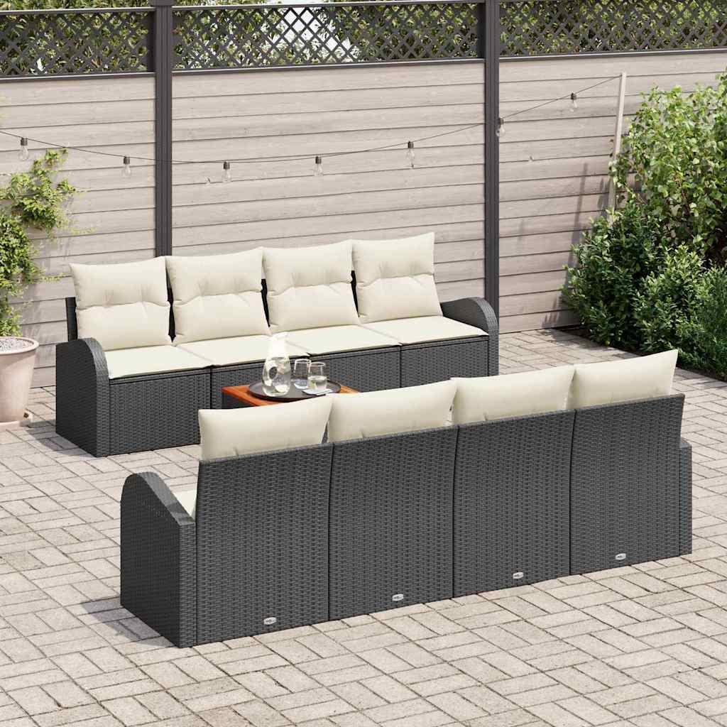 Havesofa Sæt 9 stk. Sort polyrattan