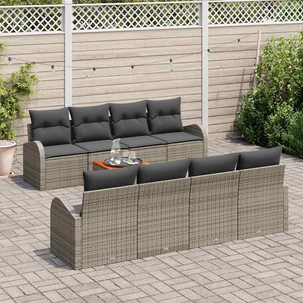 Havesofa Sæt 9 stk. Grå polyrattan
