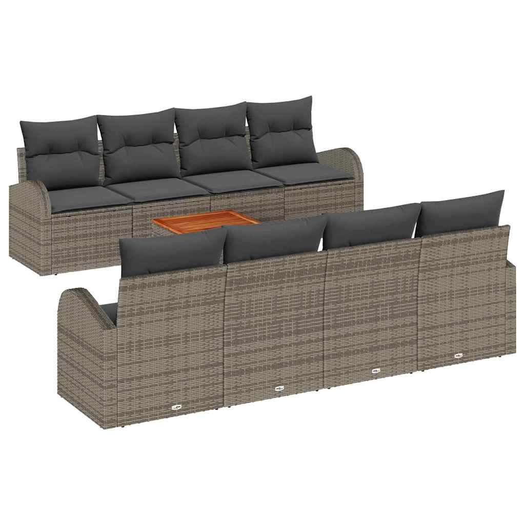 Havesofa Sæt 9 stk. Grå polyrattan
