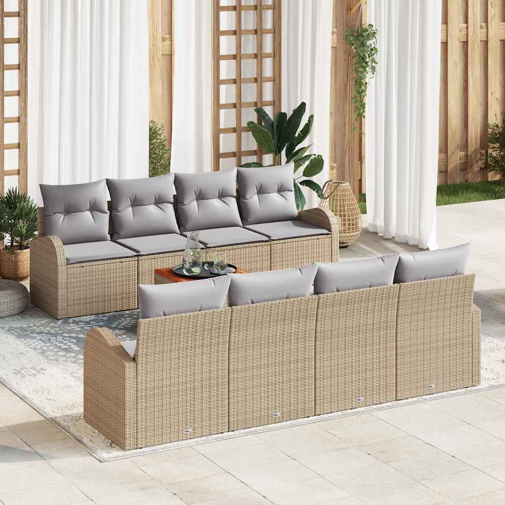 Havesofa Sæt 9 stk. Beige polyrattan