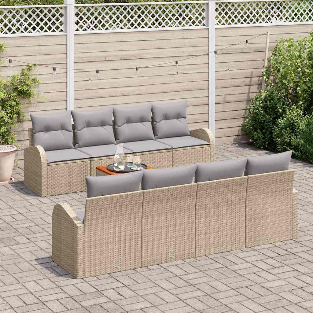 Havesofa Sæt 9 stk. Beige polyrattan
