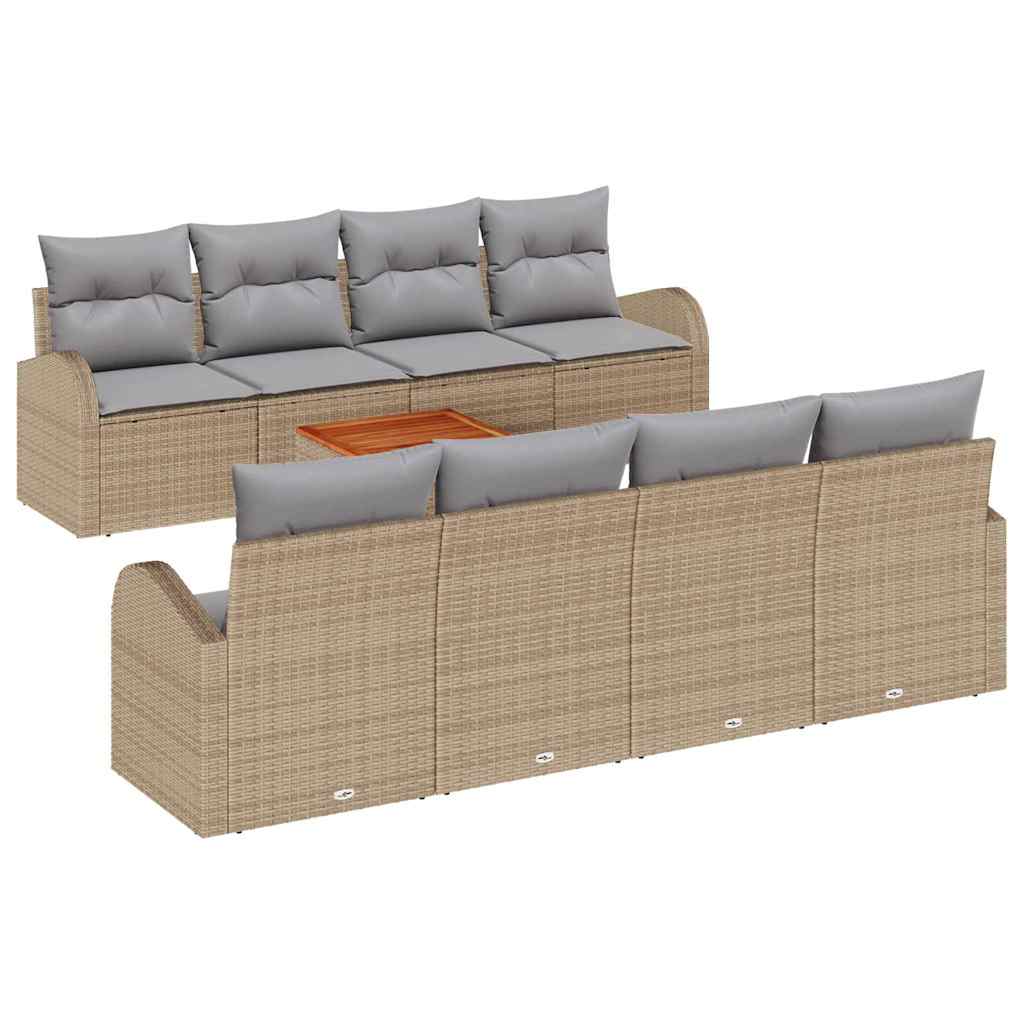 Havesofa Sæt 9 stk. Beige polyrattan