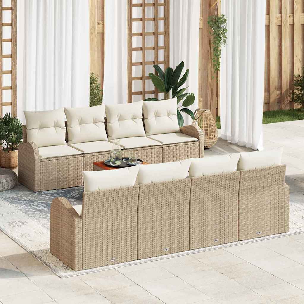 Havesofa Sæt 9 stk. Beige polyrattan