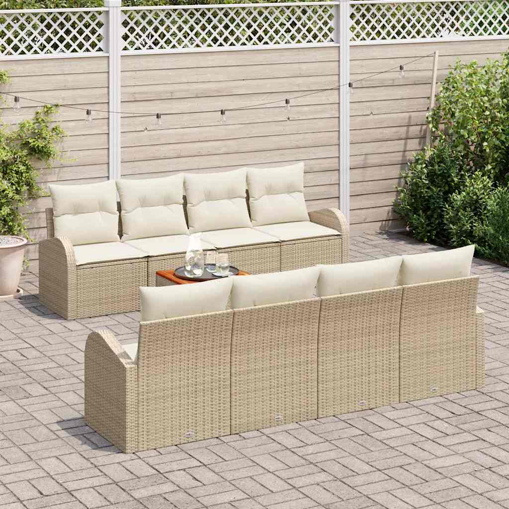 Havesofa Sæt 9 stk. Beige polyrattan
