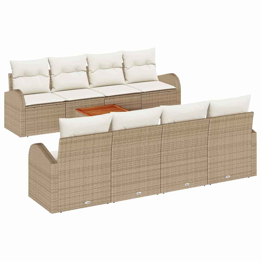 Havesofa Sæt 9 stk. Beige polyrattan