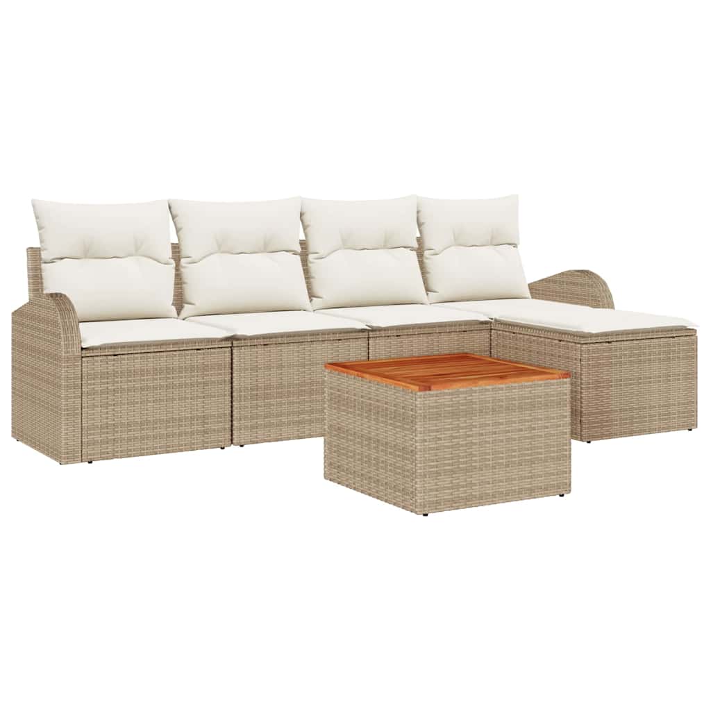 Havesofa Sæt 6 stk. Beige polyrattan