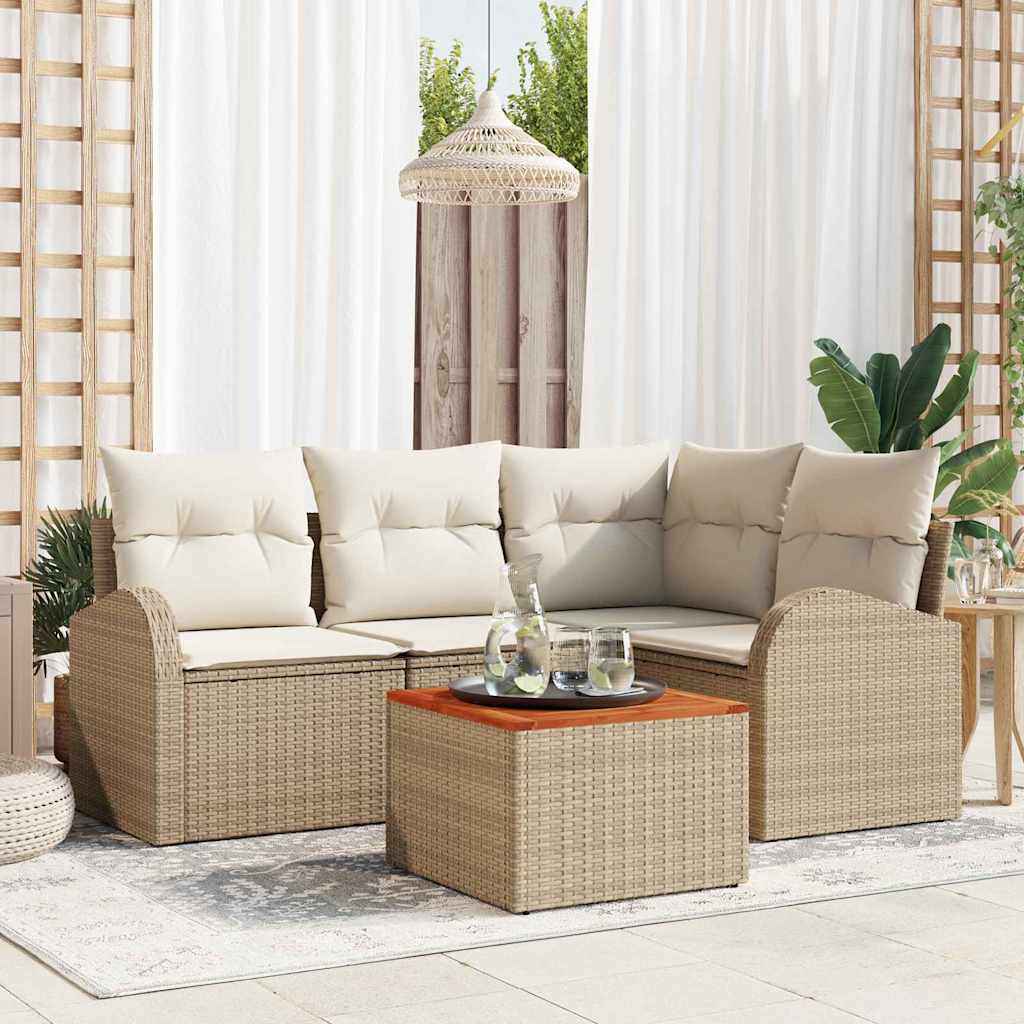 Havesofa Sæt 5 stk. Beige polyrattan