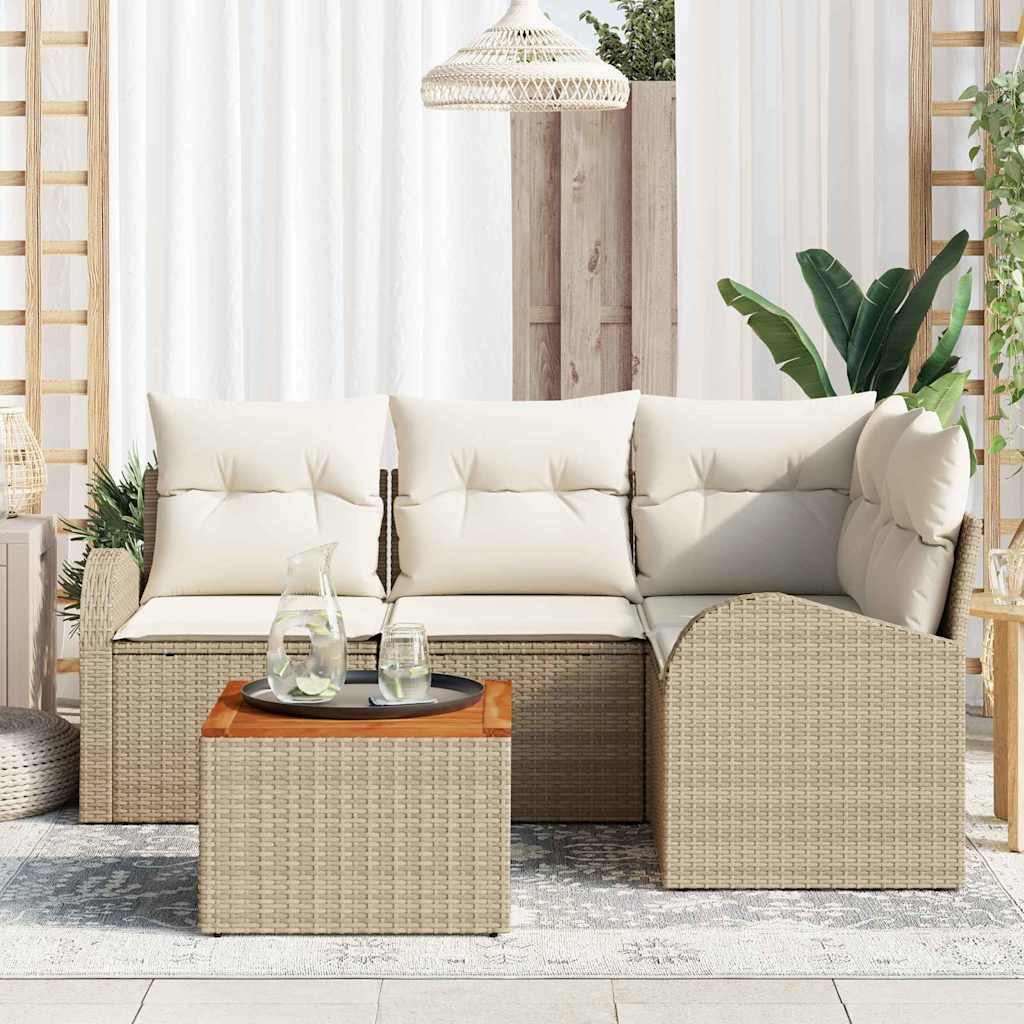 Havesofa Sæt 5 stk. Beige polyrattan