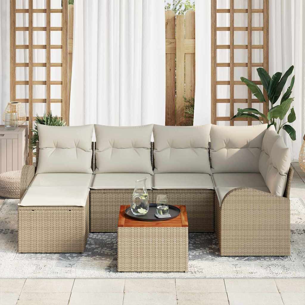 Havesofa Sæt 7 stk. Beige polyrattan