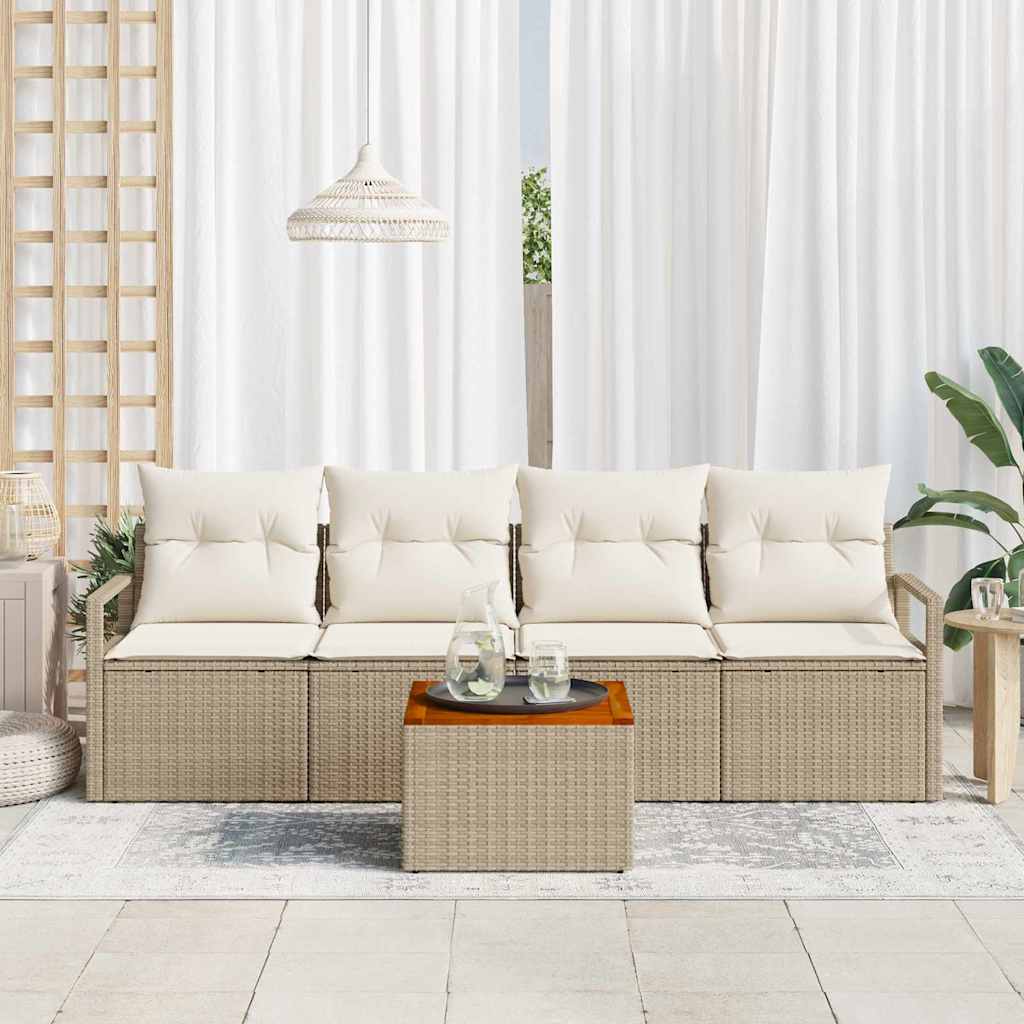 Havesofa Sæt 5 stk. Beige polyrattan