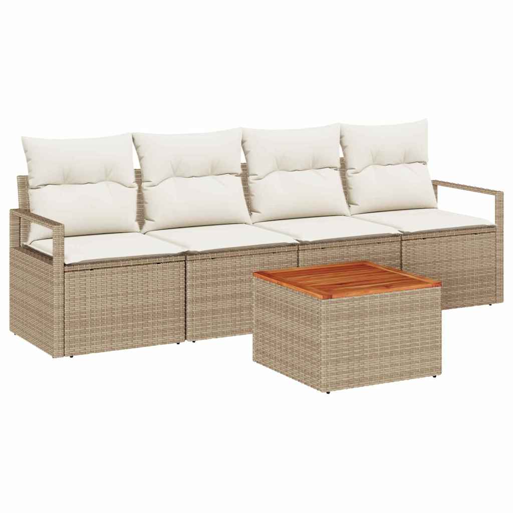 Havesofa Sæt 5 stk. Beige polyrattan