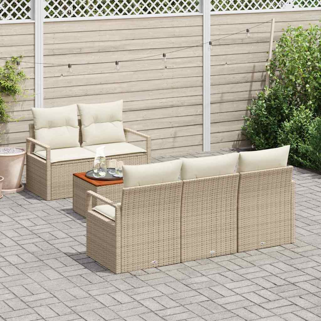 Havesofa Sæt 6 stk. Beige polyrattan