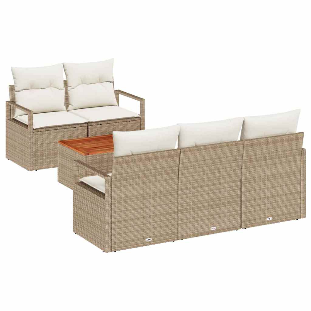 Havesofa Sæt 6 stk. Beige polyrattan