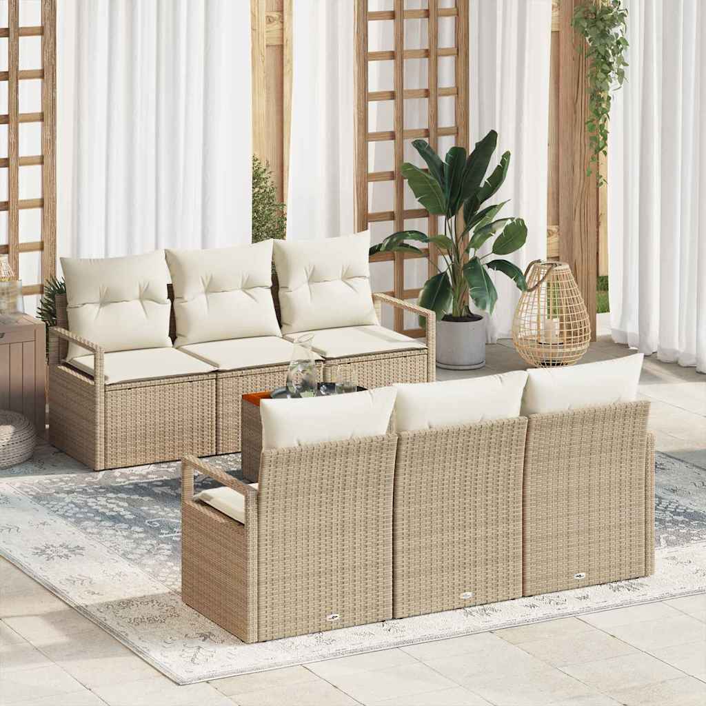 Havesofa Sæt 7 stk. Beige polyrattan