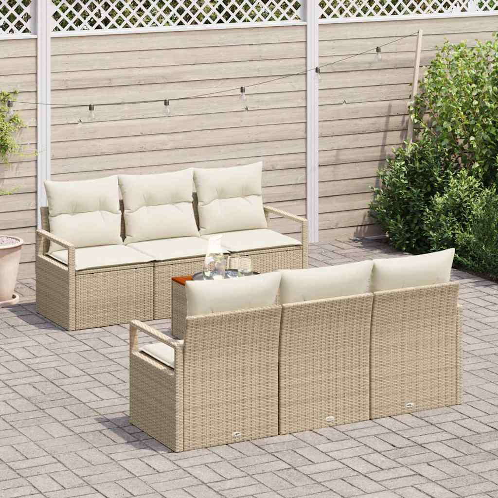 Havesofa Sæt 7 stk. Beige polyrattan