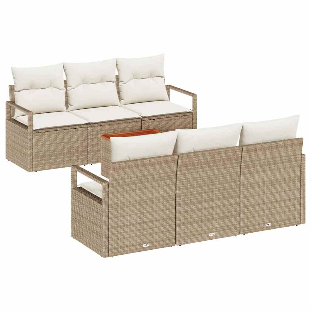 Havesofa Sæt 7 stk. Beige polyrattan