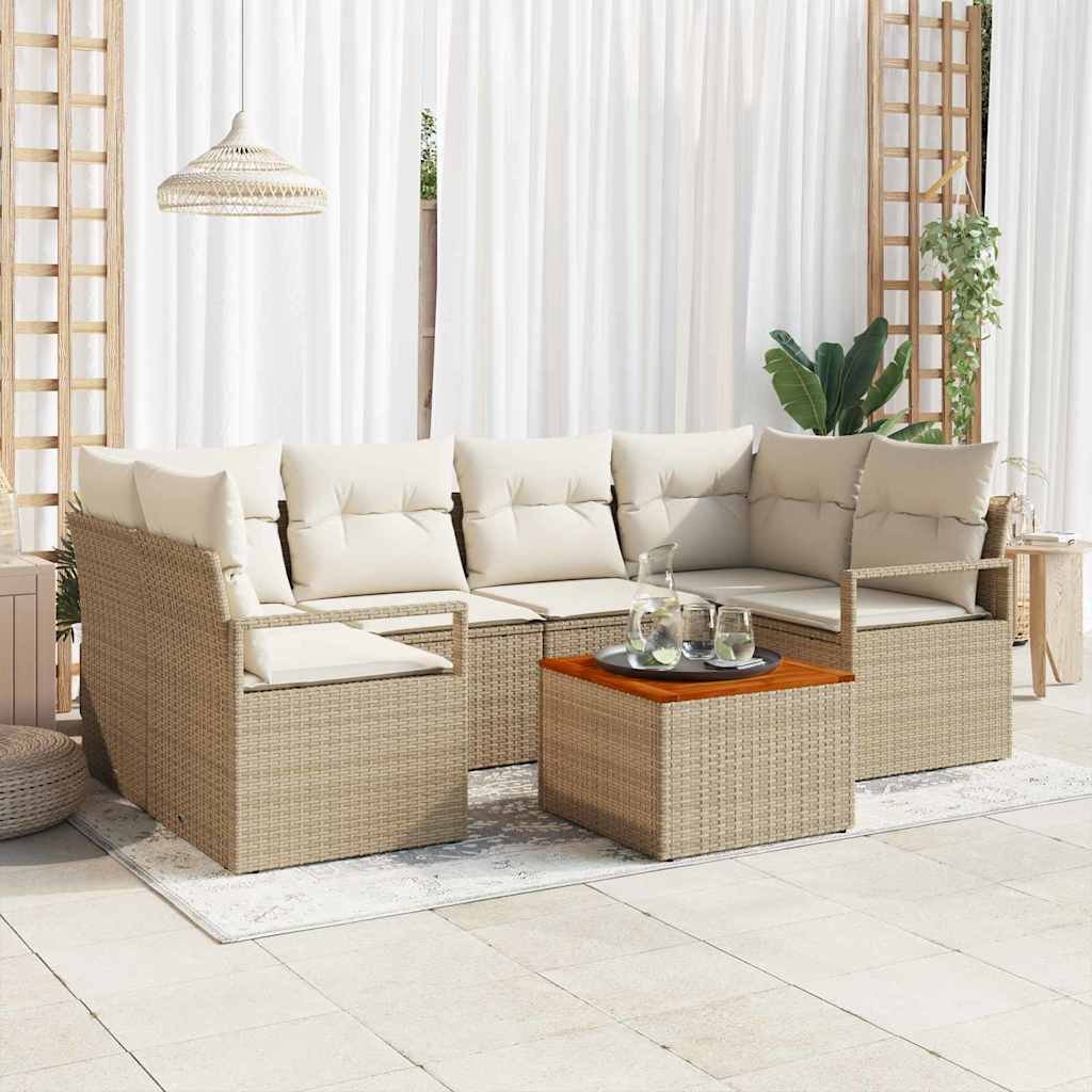 Havesofa Sæt 7 stk. Beige polyrattan