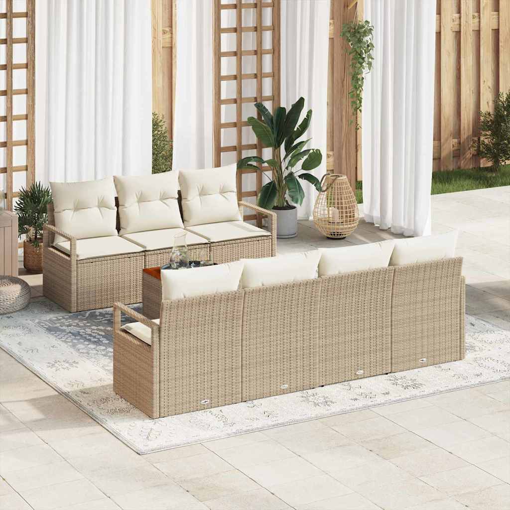 Havesofa Sæt 8 stk. Beige polyrattan