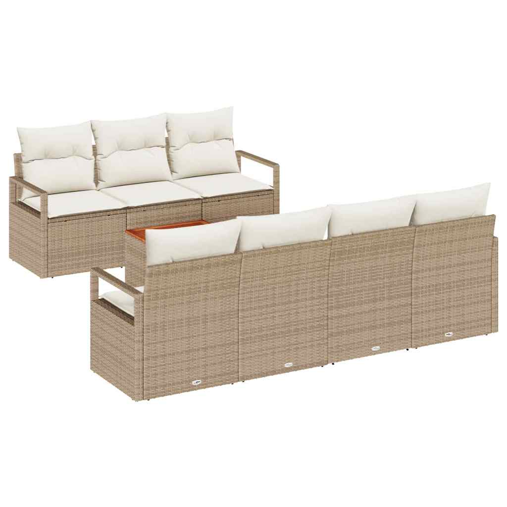 Havesofa Sæt 8 stk. Beige polyrattan