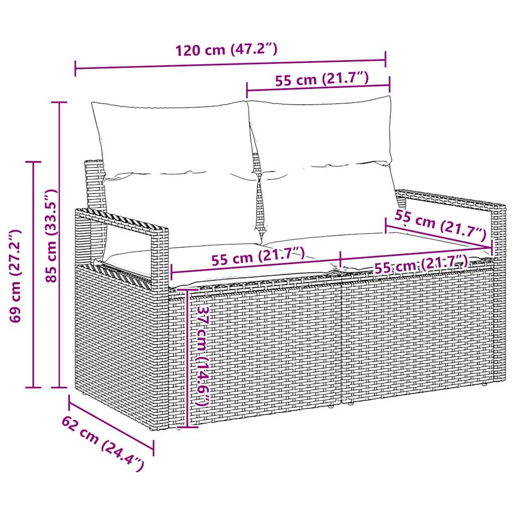 Havesofa Sæt 8 stk. Beige polyrattan