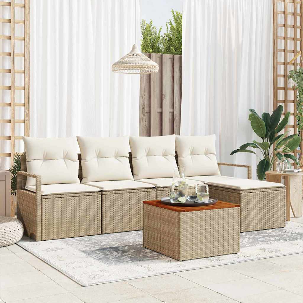 Havesofa Sæt 6 stk. Beige polyrattan