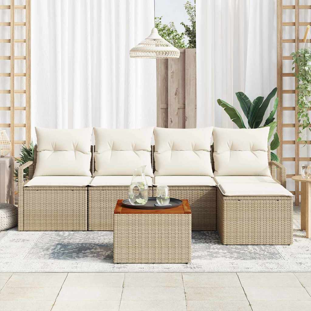 Havesofa Sæt 6 stk. Beige polyrattan