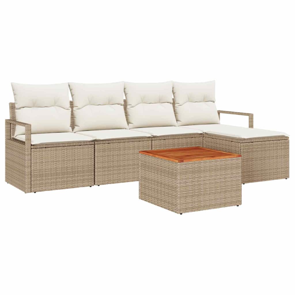 Havesofa Sæt 6 stk. Beige polyrattan