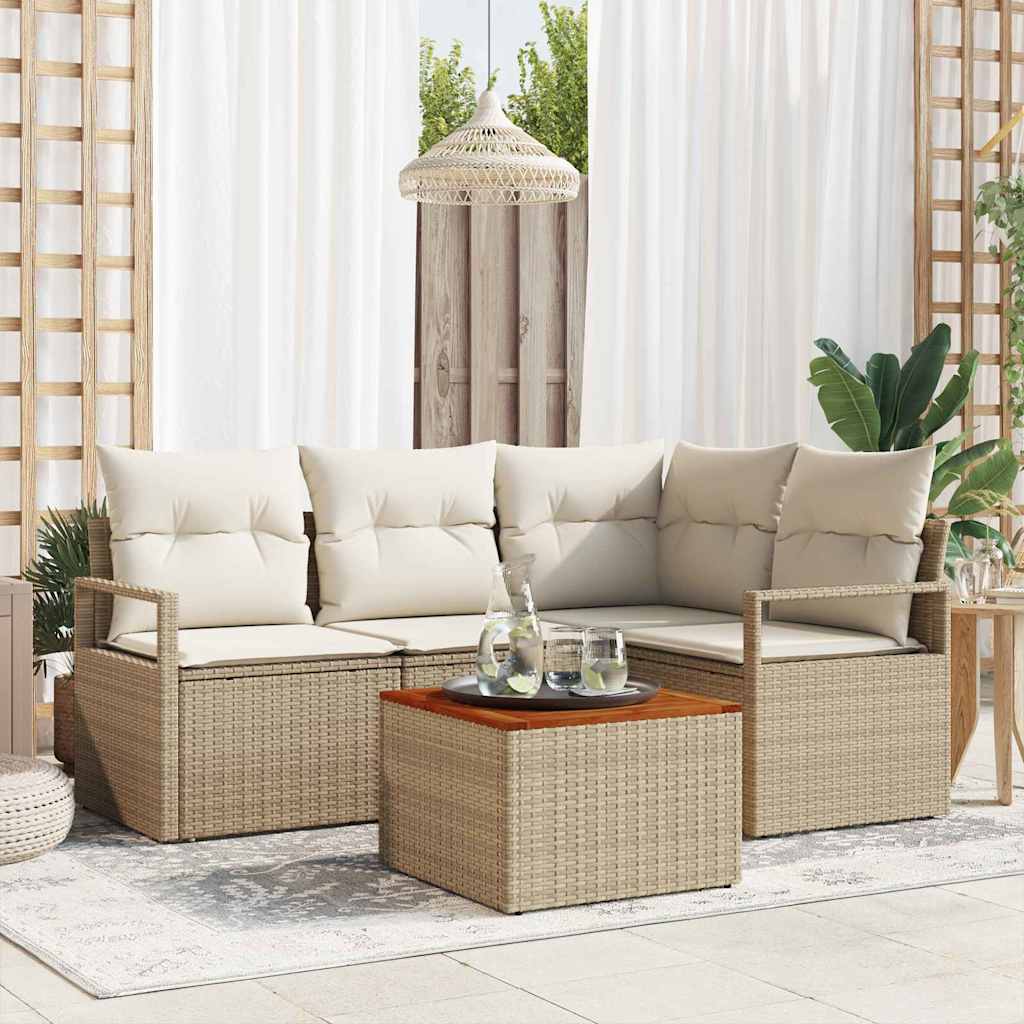 Havesofa Sæt 5 stk. Beige polyrattan