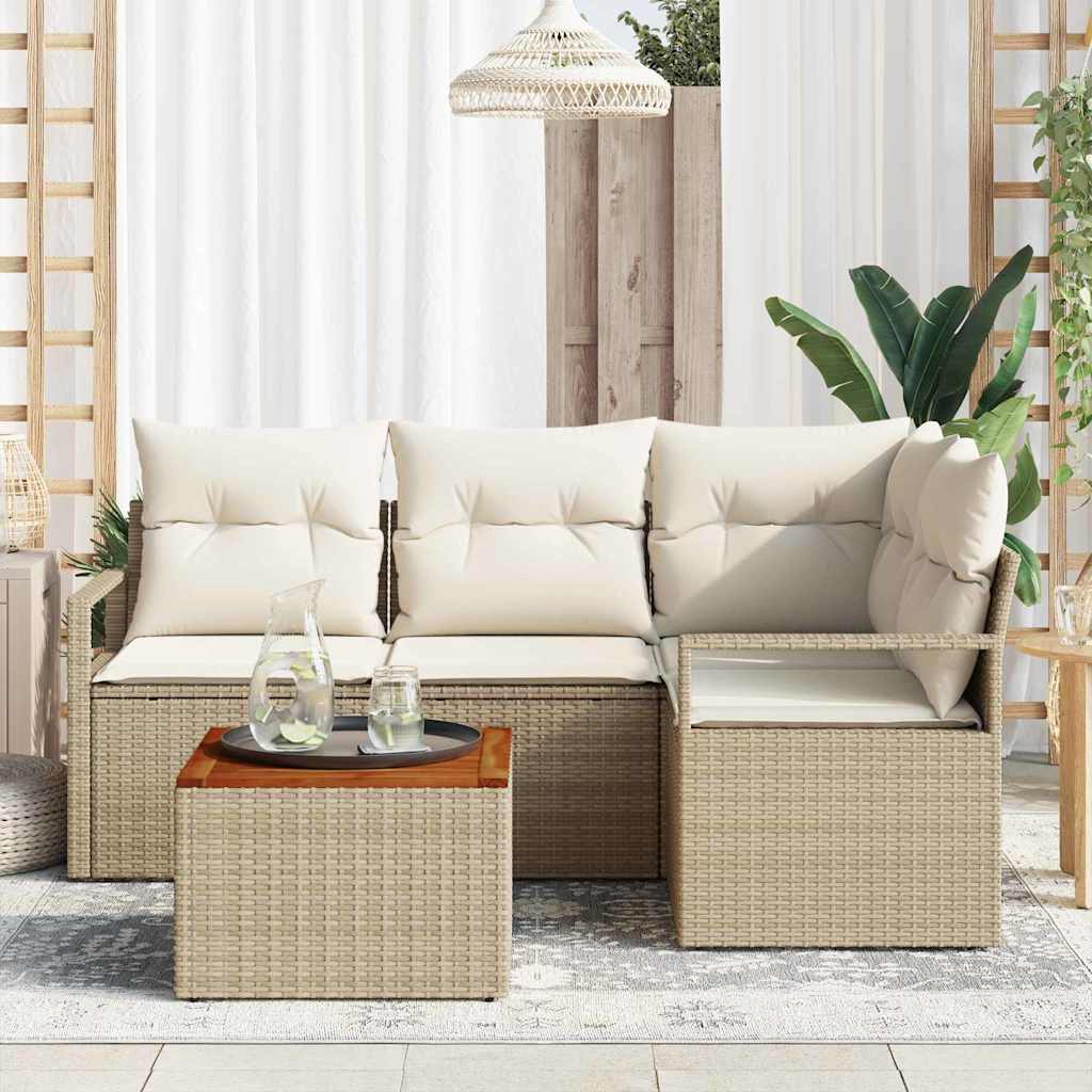Havesofa Sæt 5 stk. Beige polyrattan