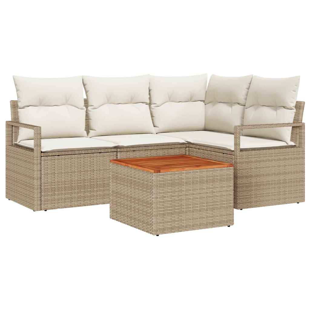 Havesofa Sæt 5 stk. Beige polyrattan